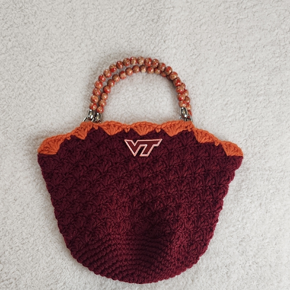 Virginia Tech VT Maroon and Orange Handbag Purse Bag